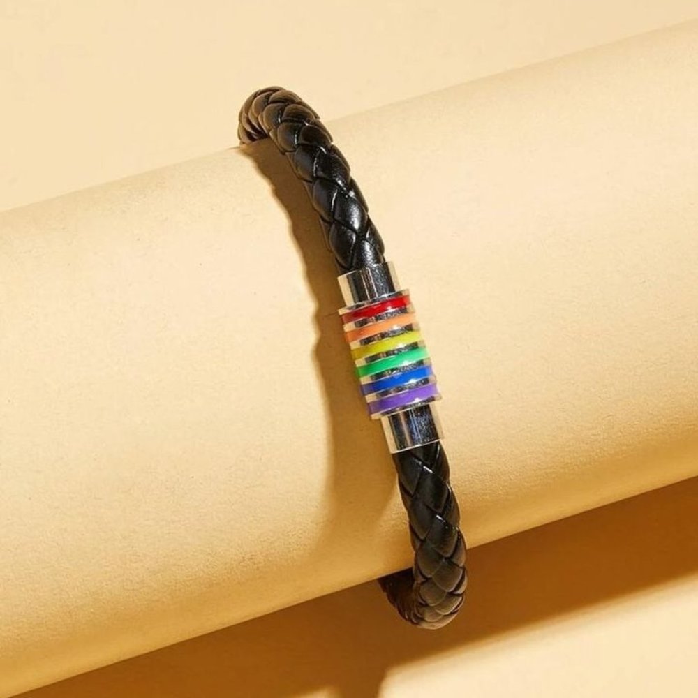 New Pride Rainbow Striped Braided Bracelet